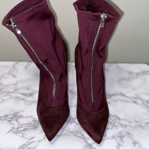 Deep Purple zip ankle booties stiletto heel
